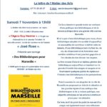 Invitation à venir au repas et à la présentation de la saison 2020-2021 de l’Atelier des Arts et littéraire avec Mr. José Rose Samedi 07 Novembre 2020